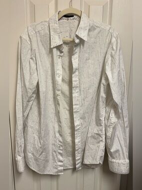 Elie Tahari White Men's Patterned Button-Up Shirt